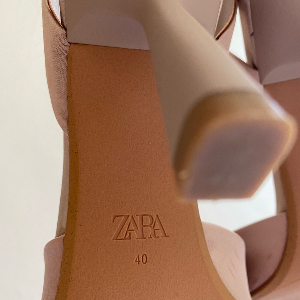 Zara Nude Crystal Embellished Slingback Pointed Heels - Picture 6 of 7